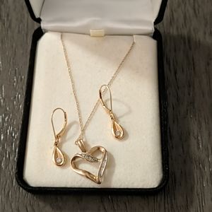 Kay heart necklace and drop earrings